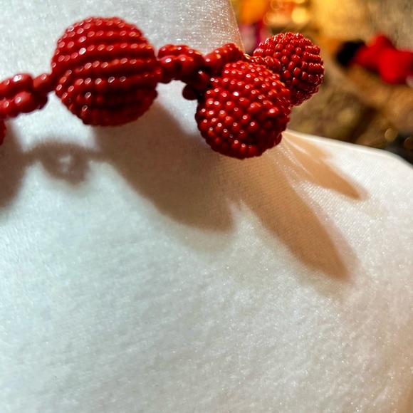 Seed bead ball Necklace in Antique Dark Coral - Picture 4 of 4